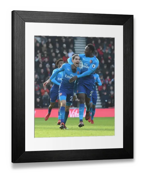 Framed Print : Bellerin and Welbeck Celebrate Arsenal's Goal Against Bournemouth