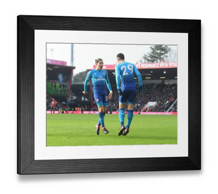 Framed Print : Bellerin and Xhaka Celebrate Arsenal's Goal Against Bournemouth Framed Print : Bellerin and Xhaka Celebrate Arsenal's Goal Against Bournemouth
