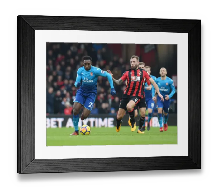 Framed Print : Danny Welbeck Dashes Past Steve Cook: AFC Bournemouth vs. Arsenal, Premier League 2017-18