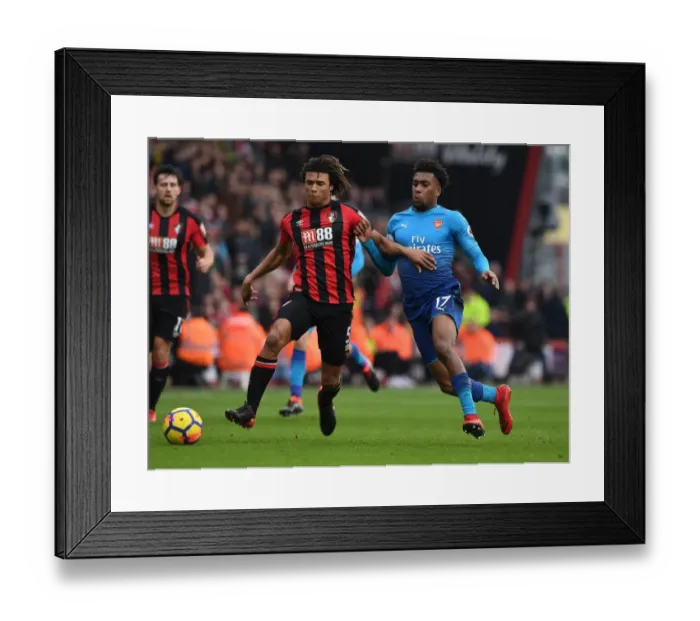 Framed Print : Clash of Champions: Iwobi vs Ake in AFC Bournemouth vs Arsenal Premier League Showdown