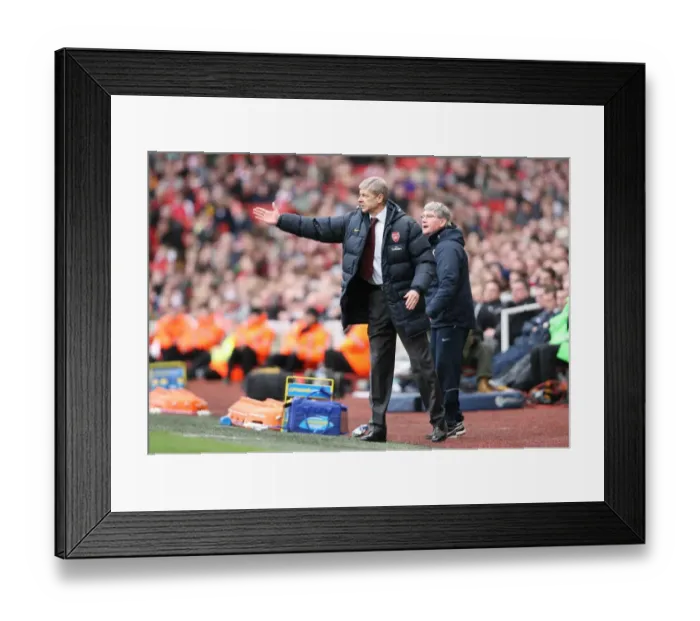 Framed Print : Arsene Wenger and Pat Rice Celebrate Arsenal's 4:0 Victory Over Blackburn Rovers, Emirates Stadium, 2009