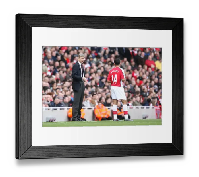 Framed Print : Arsene Wenger Guides Theo Walcott at Arsenal's 4:0 Victory, Emirates Stadium, 2009