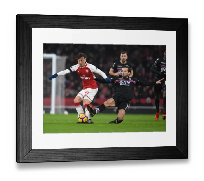 Framed Print : Mesut Ozil vs Yohan Cabaye: Intense Battle at Arsenal v Crystal Palace, Premier League 2017-18