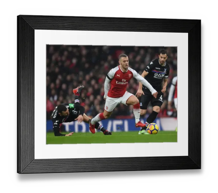 Framed Print : Jack Wilshere Overpowers Milivojevic and McArthur: Arsenal vs Crystal Palace, Premier League 2017-18