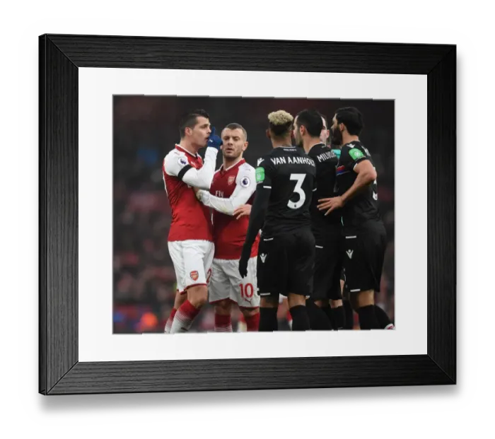 Framed Print : Arsenal Rivals: Xhaka and Wilshere vs. Van Aanholt and Milivojevic (2017-18) Framed Print : Arsenal Rivals: Xhaka and Wilshere vs. Van Aanholt and Milivojevic (2017-18)
