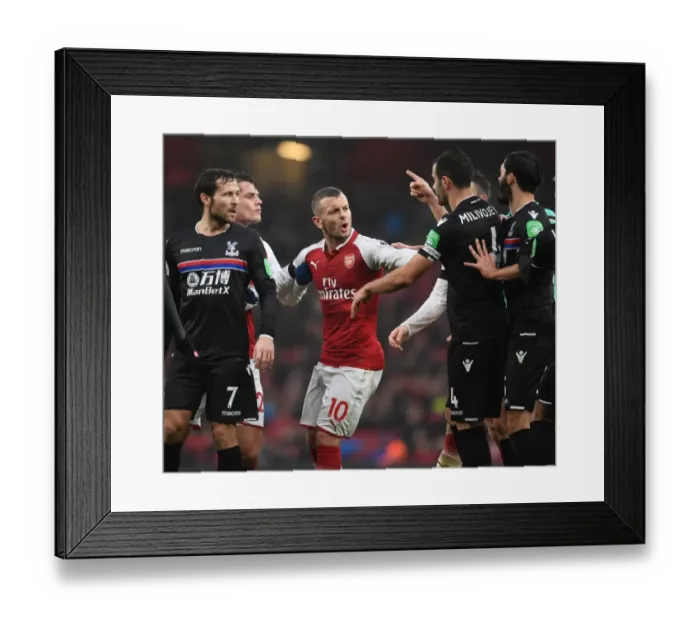 Framed Print : Clash of Midfielders: Jack Wilshere vs. Luca Milivojevic - Arsenal v Crystal Palace, Premier League Framed Print : Clash of Midfielders: Jack Wilshere vs. Luca Milivojevic - Arsenal v Crystal Palace, Premier League