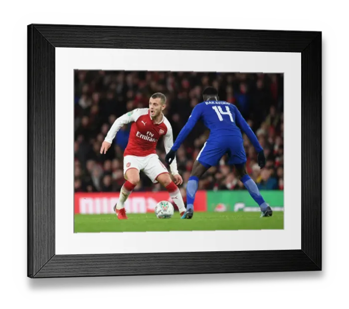 Framed Print : Arsenal's Jack Wilshere Clashes with Chelsea's Tiemoue Bakayoko in Carabao Cup Semi-Final