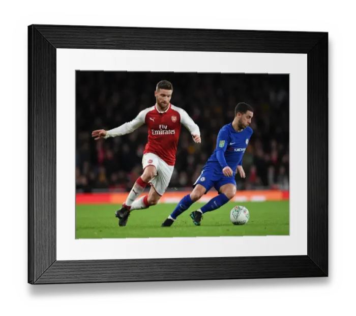 Framed Print : Mustafi vs Hazard: Arsenal vs Chelsea - Carabao Cup Semi-Final Showdown