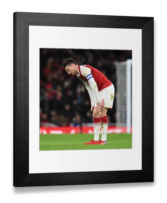 Framed Print : Laurent Koscielny Focuses in Arsenal's Carabao Cup Battle Against Chelsea