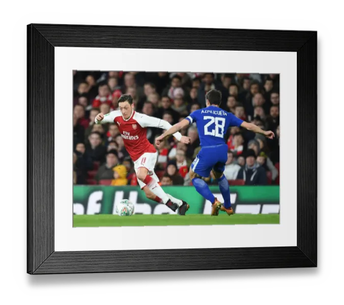 Framed Print : Mesut Ozil vs Cesar Azpilicueta: Clash of the Titans in Arsenal v Chelsea Carabao Cup Semi-Final
