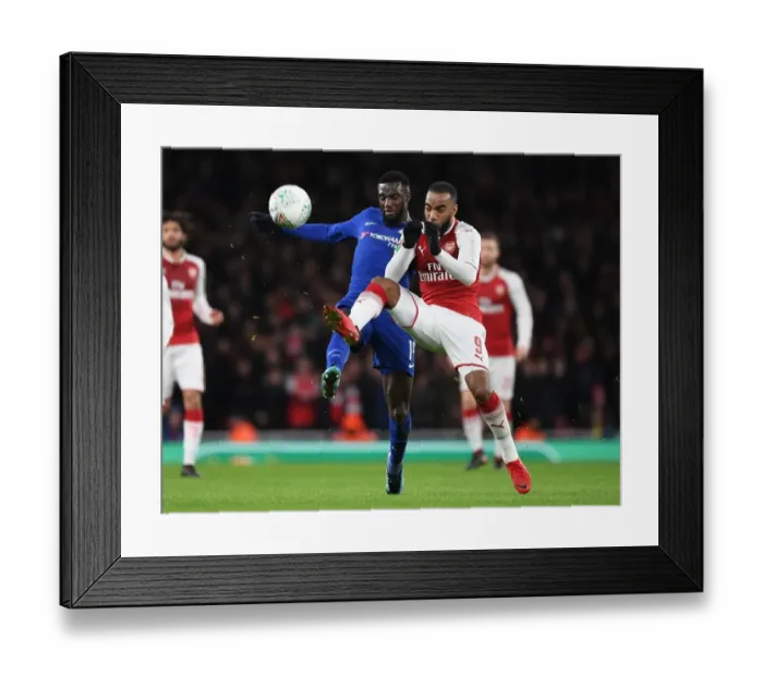 Framed Print : Arsenal vs. Chelsea Showdown: Lacazette vs. Rudiger in Carabao Cup Semi-Final Battle