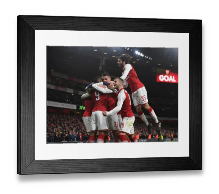 Framed Print : Arsenal Celebrate Goals: Jack Wilshere and Mohamed Elneny vs. Chelsea - Carabao Cup Semi-Final