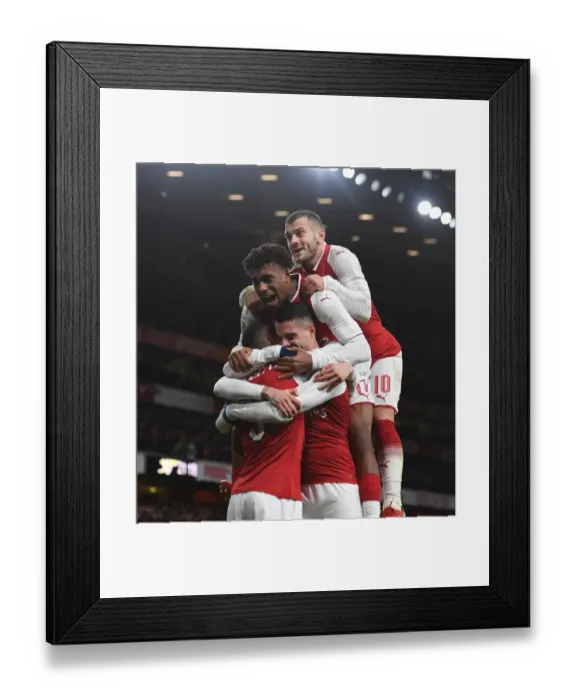 Framed Print : Arsenal's Xhaka, Lacazette, Iwobi, and Wilshere Celebrate Goals in Carabao Cup Semi-Final vs Chelsea Framed Print : Arsenal's Xhaka, Lacazette, Iwobi, and Wilshere Celebrate Goals in Carabao Cup Semi-Final vs Chelsea
