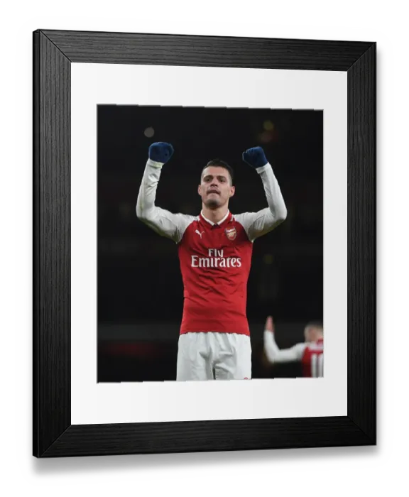 Framed Print : Granit Xhaka Scores Brace: Arsenal's Carabao Cup Semi-Final Victory Over Chelsea