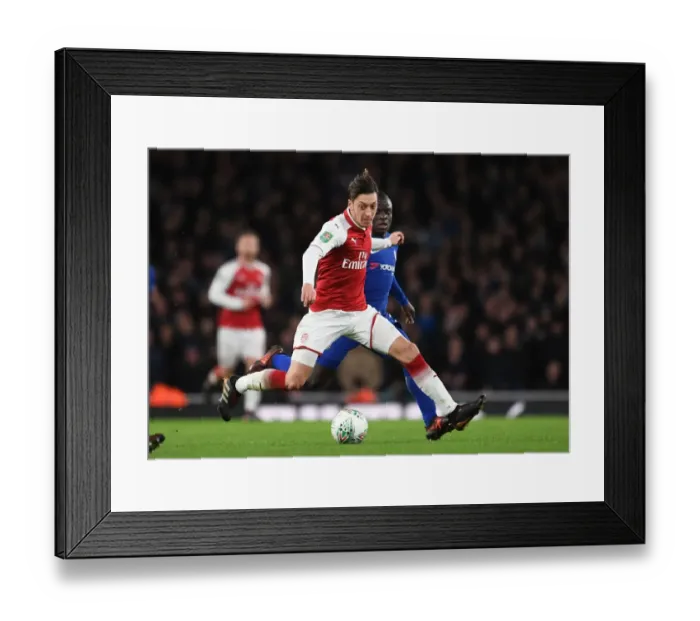 Framed Print : Mesut Ozil vs. N'Golo Kante: Battle at the Stamford Bridge - Arsenal v Chelsea Carabao Cup Semi-Final