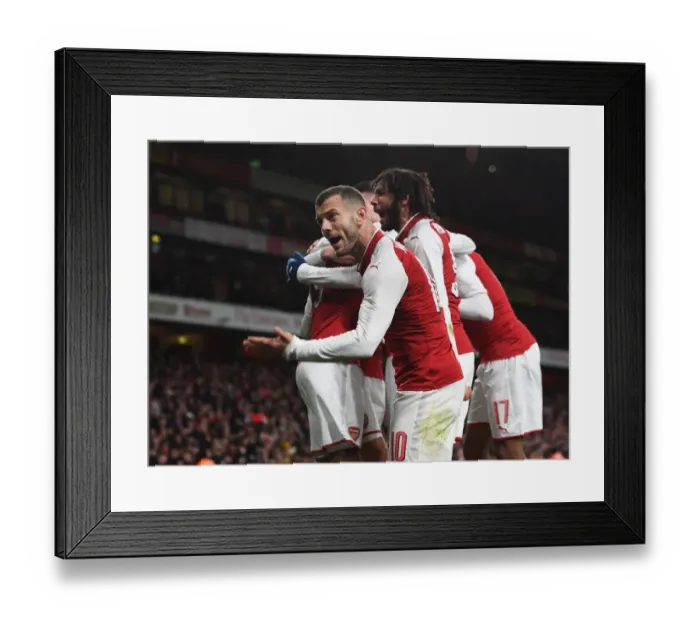 Framed Print : Jack Wilshere Celebrates Arsenal's Second Goal vs. Chelsea in Carabao Cup Semi-Final