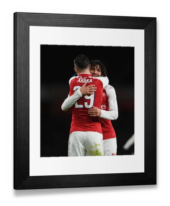 Framed Print : Xhaka and Elneny Celebrate Arsenal's Carabao Cup Semi-Final Goals Against Chelsea Framed Print : Xhaka and Elneny Celebrate Arsenal's Carabao Cup Semi-Final Goals Against Chelsea