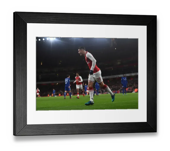 Framed Print : Granit Xhaka Scores Brace: Arsenal Defeats Chelsea in Carabao Cup Semi-Final