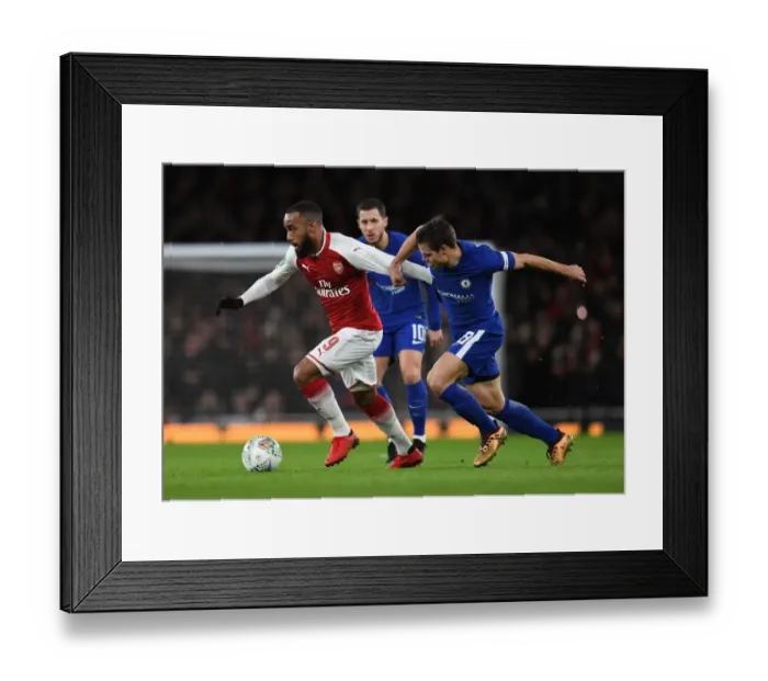 Framed Print : Lacazette vs. Christensen: A Battle in the Carabao Cup Semi-Final