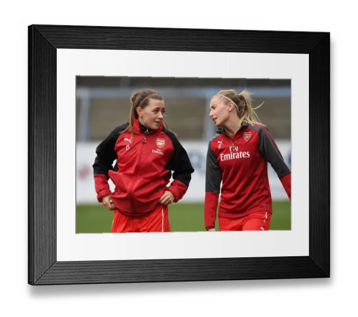 Framed Print : Arsenal Women: Katie McCabe and Leah Williamson Warming Up Ahead of Reading FC Match