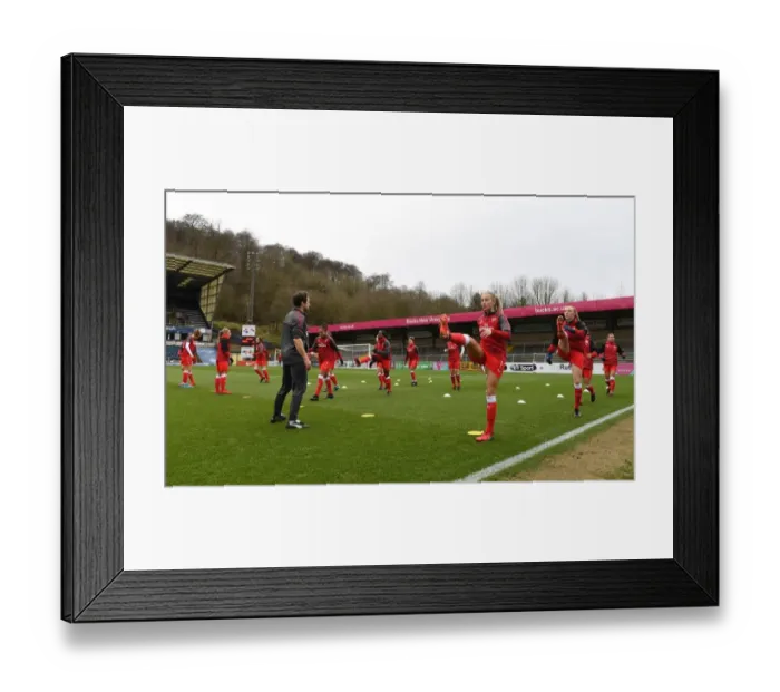 Framed Print : Arsenal Women Warm Up Ahead of Reading FC Clash in WSL Framed Print : Arsenal Women Warm Up Ahead of Reading FC Clash in WSL