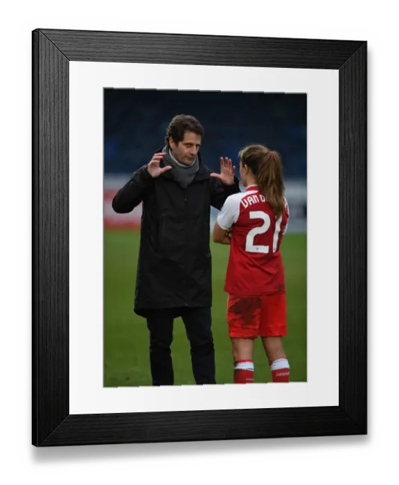 Framed Print : Arsenal Women: Manager Montemurro and Player Van de Donk Discuss Post-Match Success