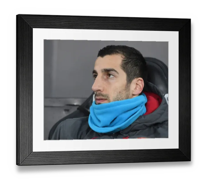 Framed Print : Henrikh Mkhitaryan on the Arsenal Bench: Swansea City vs Arsenal, Premier League 2017-18