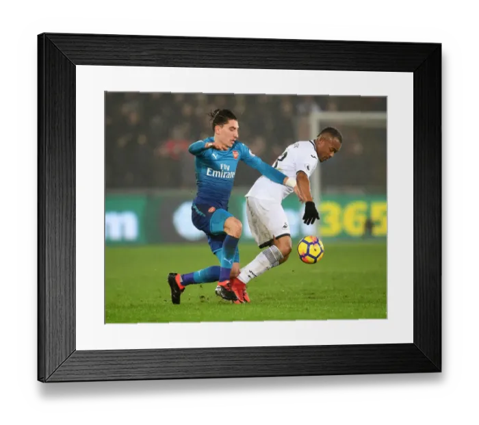 Framed Print : Clash at Liberty: Bellerin vs Ayew in Swansea Derby