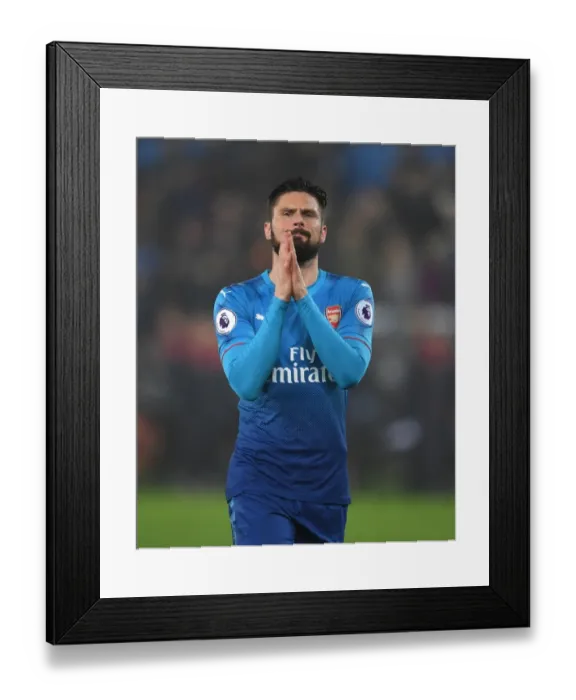 Framed Print : Olivier Giroud's Euphoric Moment with Arsenal Fans: Swansea Victory Celebration Framed Print : Olivier Giroud's Euphoric Moment with Arsenal Fans: Swansea Victory Celebration