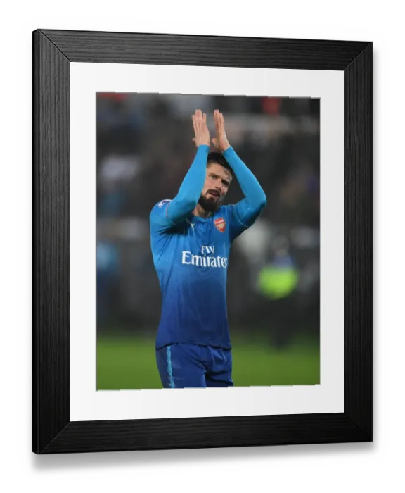Framed Print : Olivier Giroud Celebrates with Arsenal Fans after Swansea Victory Framed Print : Olivier Giroud Celebrates with Arsenal Fans after Swansea Victory