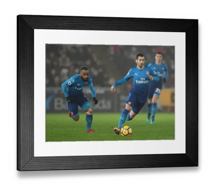 Framed Print : Mkhitaryan and Lacazette in Action: Swansea City vs Arsenal, Premier League 2017-18