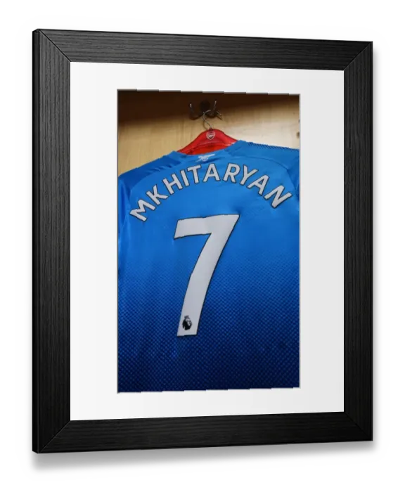 Framed Print : Henrikh Mkhitaryan: Gearing Up for Battle in Arsenal's Changing Room (Swansea City vs Arsenal 2017-18)