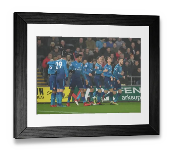 Framed Print : Nacho Monreal celebrates scoring a goal for Arsenal. Swansea 3: 1 Arsenal. Premier League Framed Print : Nacho Monreal celebrates scoring a goal for Arsenal. Swansea 3: 1 Arsenal. Premier League