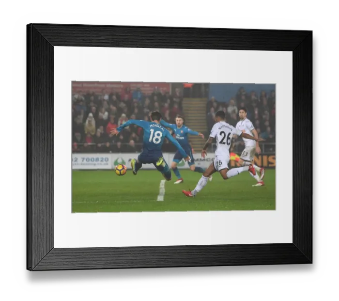 Framed Print : Nacho Monreal Scores Game-Winning Goal for Arsenal against Swansea City, January 2018