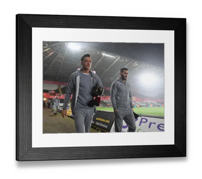 Framed Print : Arsenal Duo Mesut Ozil and Sead Kolasinac Arrive at Swansea City Stadium (January 2018)