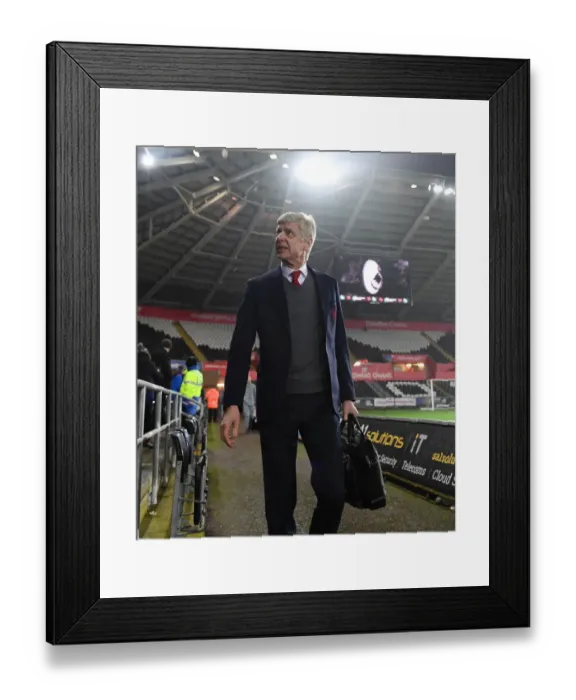 Framed Print : Arsene Wenger Arrives at Swansea City's Liberty Stadium Ahead of Premier League Clash (January 2018)