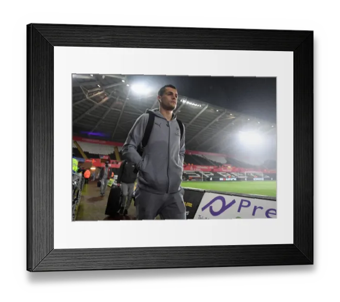 Framed Print : Granit Xhaka Arrives at Swansea City Stadium Ahead of Arsenal Match, 2018 Framed Print : Granit Xhaka Arrives at Swansea City Stadium Ahead of Arsenal Match, 2018