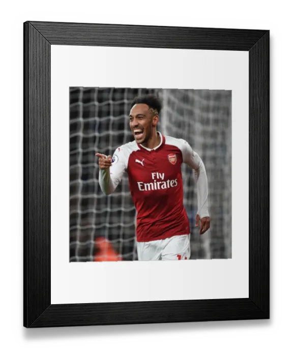 Framed Print : Pierre-Emerick Aubameyang's Four-Goal Blitz: Arsenal vs Everton, Premier League 2017-18