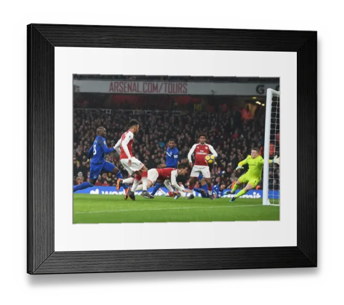 Framed Print : Koscielny Scores Stunning Header: Arsenal vs Everton, Premier League 2017-18