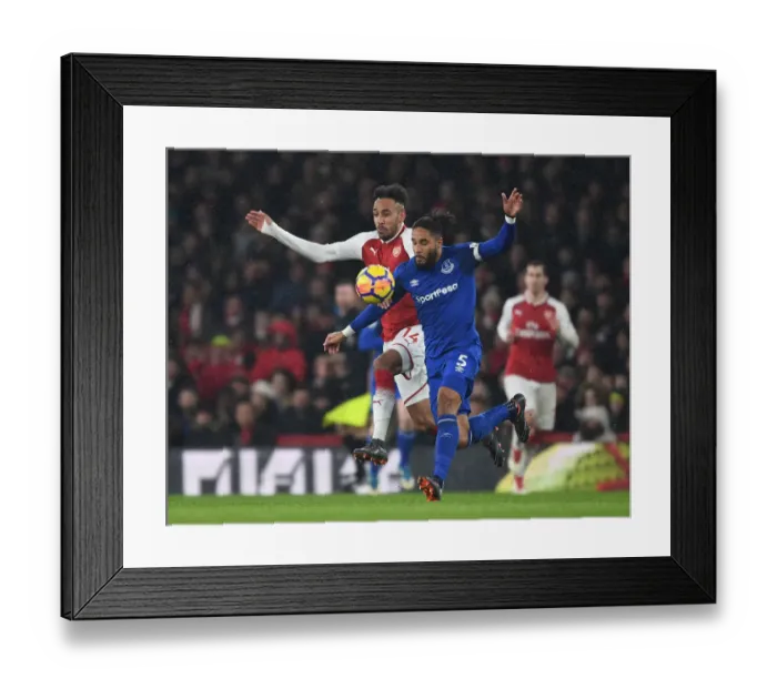 Framed Print : Arsenal's Aubameyang Clashes with Everton's Williams in Premier League Showdown Framed Print : Arsenal's Aubameyang Clashes with Everton's Williams in Premier League Showdown