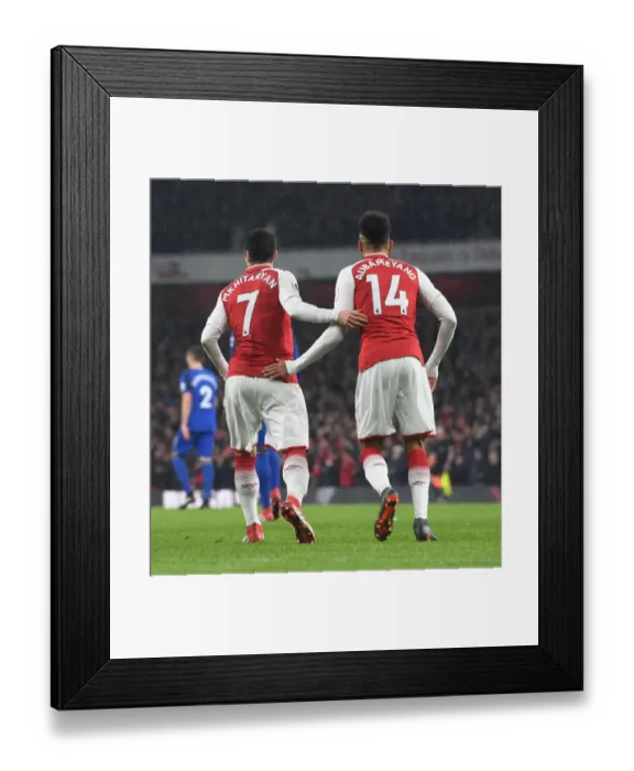 Framed Print : Arsenal's Mkhitaryan and Aubameyang in Action against Everton, Premier League 2017-18 Framed Print : Arsenal's Mkhitaryan and Aubameyang in Action against Everton, Premier League 2017-18