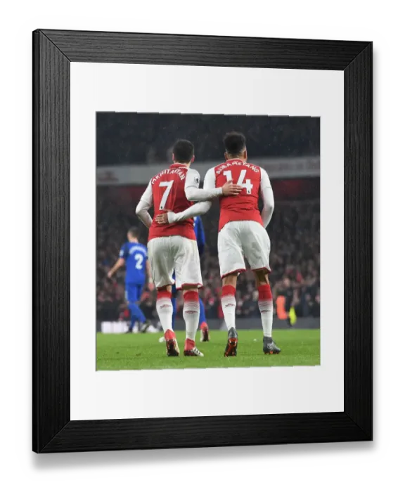 Framed Print : Arsenal's Mkhitaryan and Aubameyang: A Dynamic Duo Shines on the Emirates Field, Premier League 2017-18