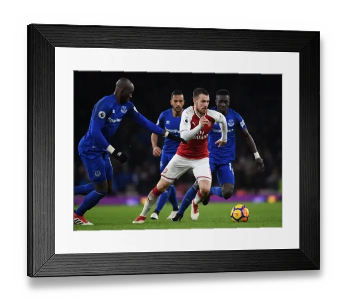 Framed Print : Aaron Ramsey Outsmarts Eliaquim Mangala: The Skillful Moment from Arsenal vs Everton