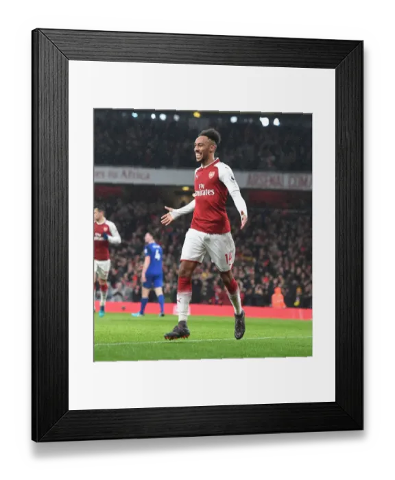 Framed Print : Pierre-Emerick Aubameyang's Brace: Arsenal's Victory Over Everton (2017-18)