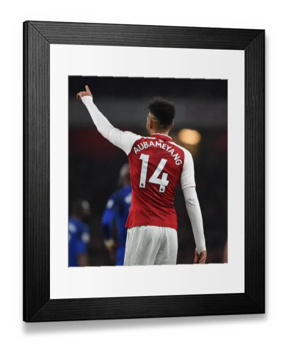 Framed Print : Arsenal's Aubameyang Scores Brace: Arsenal's Victory over Everton (2018)