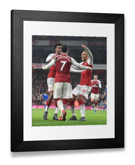Framed Print : Arsenal's Triumph: Aubameyang, Iwobi, Mkhitaryan Celebrate Goals Against Everton Framed Print : Arsenal's Triumph: Aubameyang, Iwobi, Mkhitaryan Celebrate Goals Against Everton