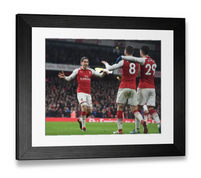 Framed Print : Five-Star Ramsey: Arsenal's Triumph over Everton - Xhaka, Bellerin Celebrate