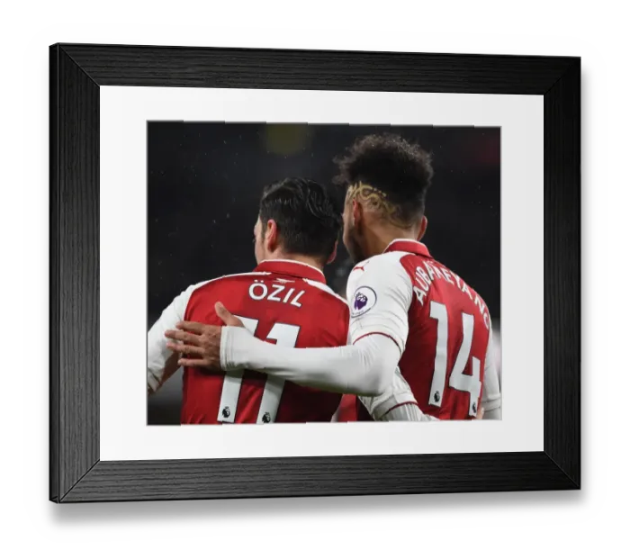 Framed Print : Arsenal's Ozil and Aubameyang in Action: Arsenal v Everton, Premier League 2017-18