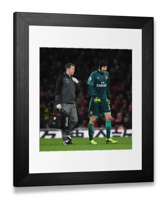 Framed Print : Arsenal's Petr Cech Exits Field with Physio: Arsenal v Everton, Premier League Framed Print : Arsenal's Petr Cech Exits Field with Physio: Arsenal v Everton, Premier League