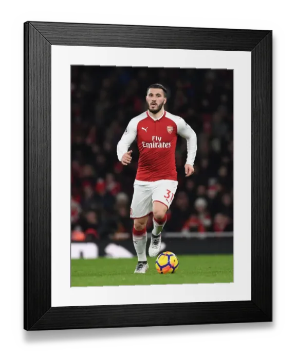 Framed Print : Arsenal vs. Everton: Sead Kolasinac in Action at the Emirates Stadium, Premier League 2017-18